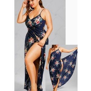 25%off !!! EasyFit Plus Size Wrap Floral Maxi Dress